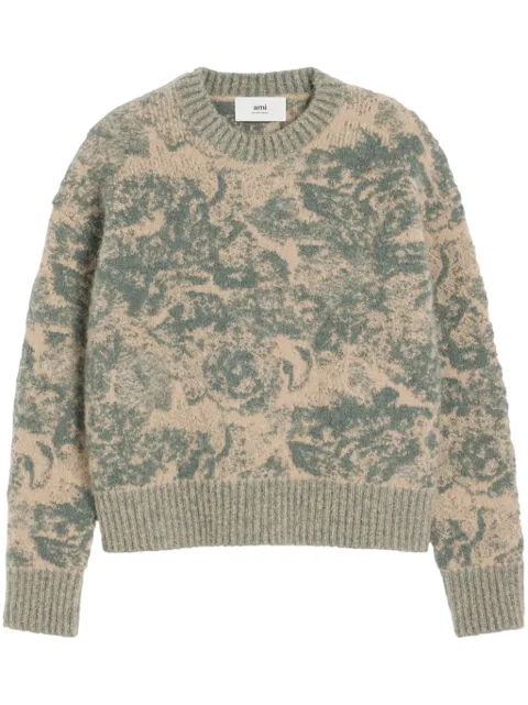 AMI Paris jacquard wool blend jumper Neutrals H24UKS048KN0060