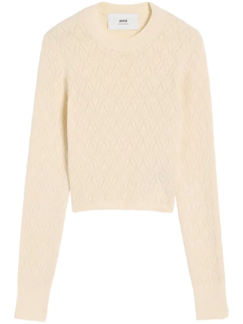 AMI Paris Ami de Coeur cotton-blend top Neutrals H24FKS135KN0049