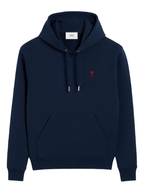 AMI Paris Ami de Coeur embroidered cotton hoodie Blue H26BFUSW235730