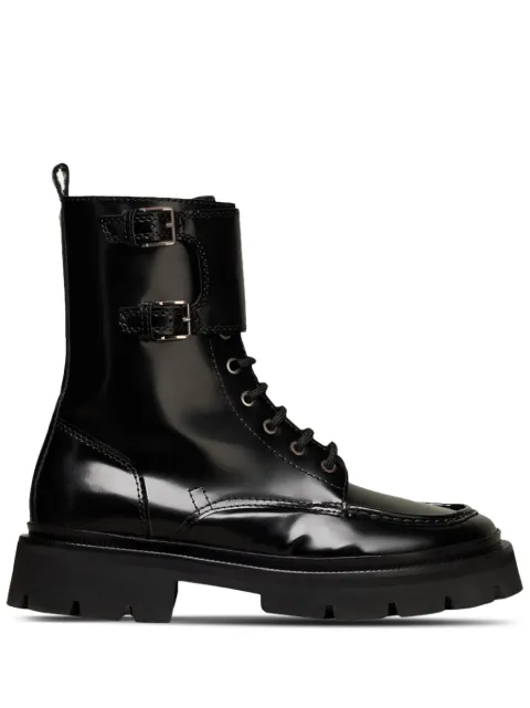 AMI Paris double-buckle leather boots Black H24USV257AL0071