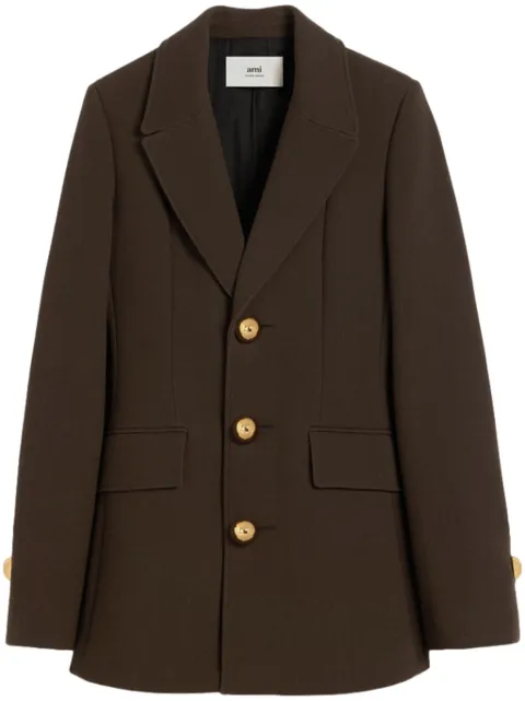 AMI Paris fitted buttoned jacket Brown H24FBV612WV0051