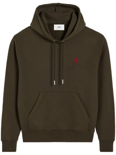 AMI Paris Ami de Coeur-embroidered hoodie Green H24USW235730