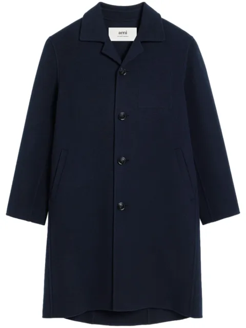 AMI Paris single-breasted felted coat Blue H24UCO004WV0022