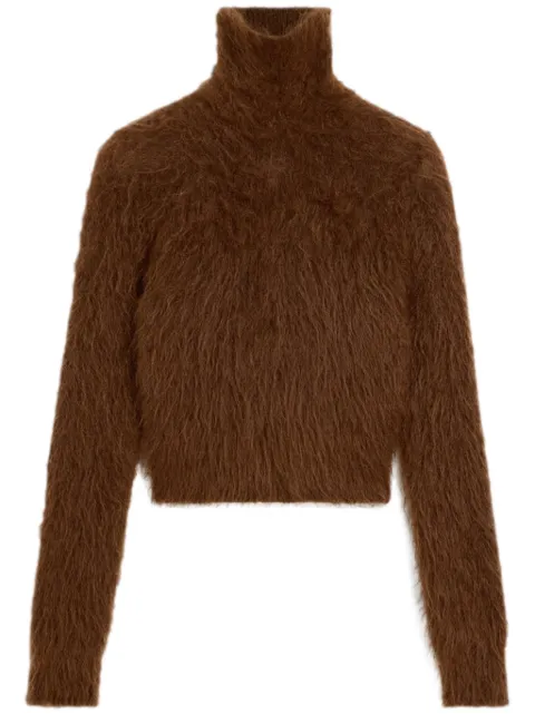AMI Paris brushed-effect roll-neck jumper Brown H24FKS447KN0056