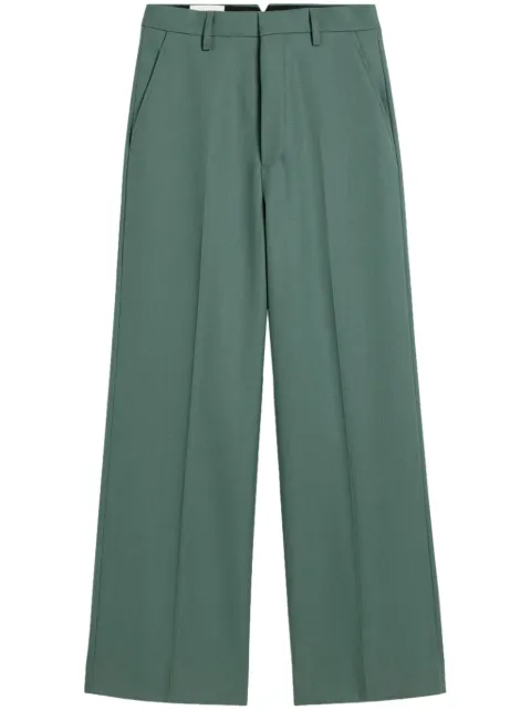 AMI Paris large-fit wool trousers Green H24FTR423WV0053