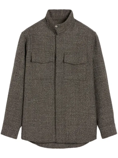 AMI Paris houndstooth high-collar shirt Brown H24USH107WV0056
