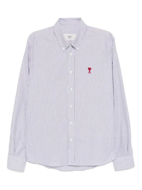 AMI Paris de Coeur monogram striped-pattern shirt White H25BFUSH063CO0087
