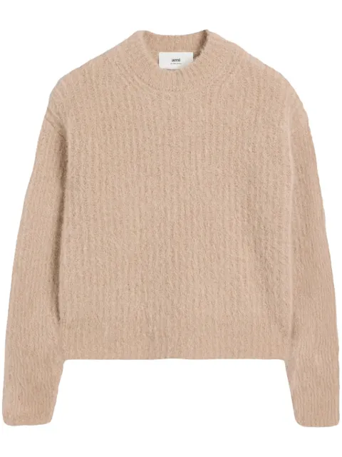 AMI Paris ribbed wool blend jumper Neutrals H24UKS031KN0054