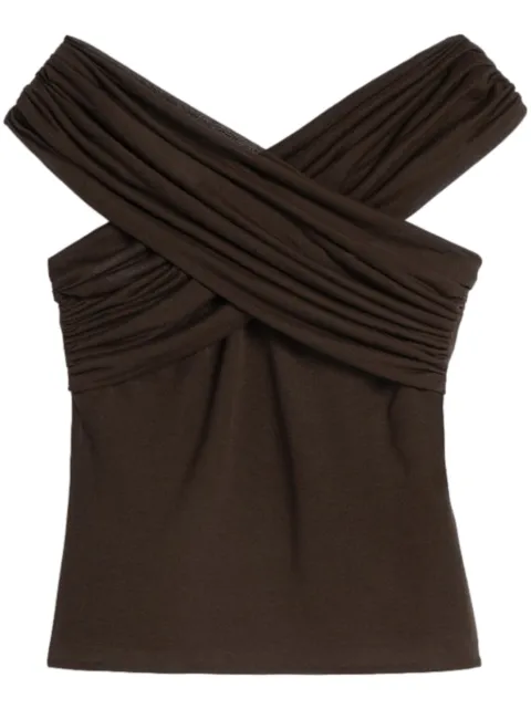AMI Paris draped top Brown H24FTP041JE0070
