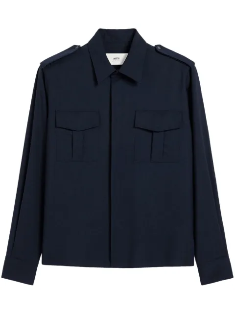 AMI Paris Military shirt Blue H24USH013WV0044