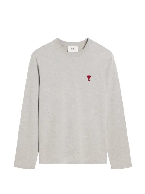 AMI Paris cotton Ami De Coeur long sleeves T-shirt Grey E26BFUTS235724