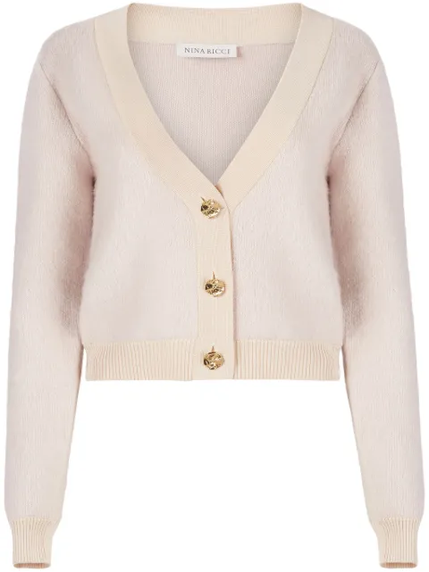 Nina Ricci mohair blend V-neck cardigan Pink 24AMCR002ML0559U2801