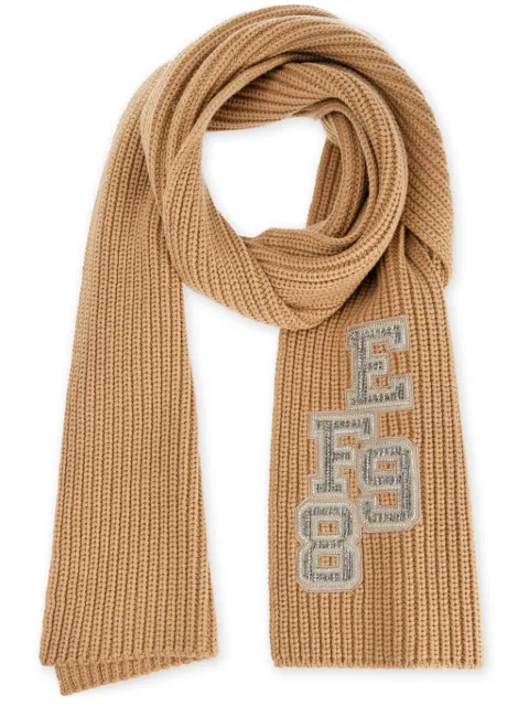 Elisabetta Franchi appliqué ribbed scarf Brown SC01T47E2