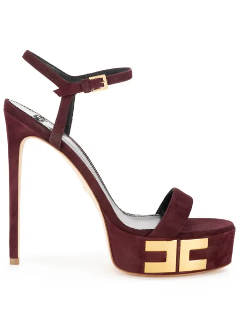 Elisabetta Franchi 135mm logo suede platform sandals Red SA45L47E2