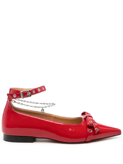 GANNI bow-detail ballet flats Red S2752
