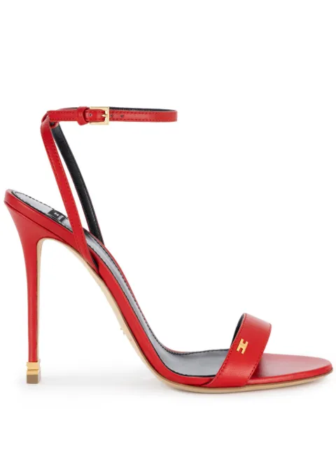 Elisabetta Franchi Étoile nappa leather sandals with ankle strap Red SA22L40EC