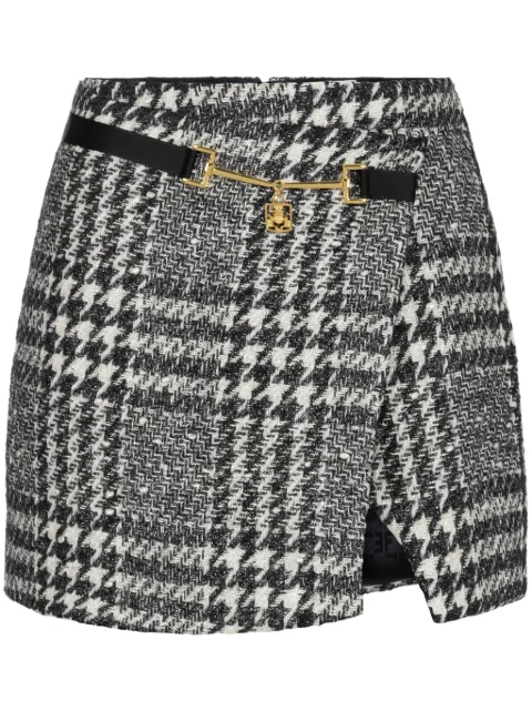 Elisabetta Franchi laminated tweed wraparound skirt Black GO07247E2