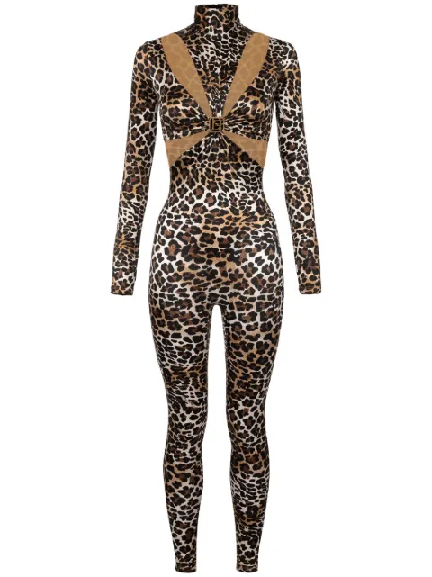Elisabetta Franchi leopard-print cut-out jumpsuit Brown TUS3247E2