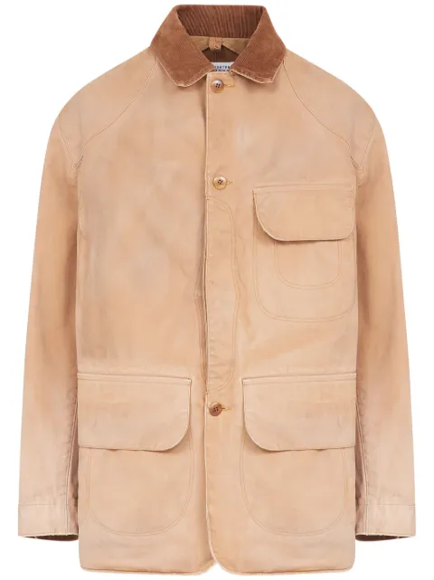 Maison Margiela corduroy-collar waxed cotton jacket Neutrals S50AM0625M35206