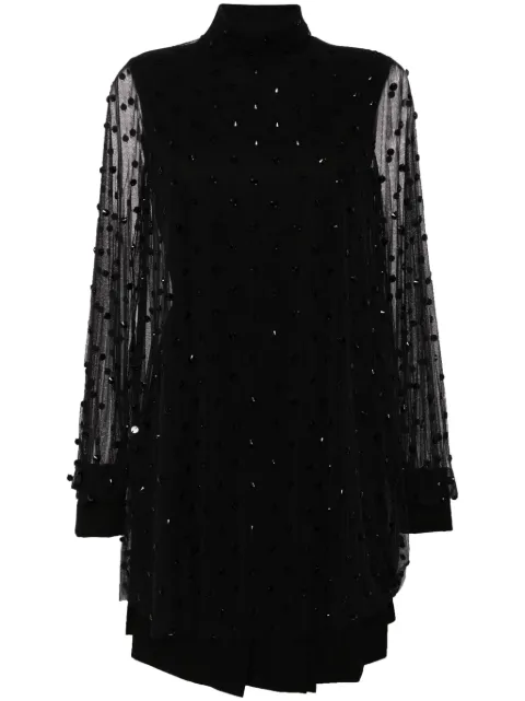 Saiid Kobeisy bead-embellished layered dress Black RTWFW2434