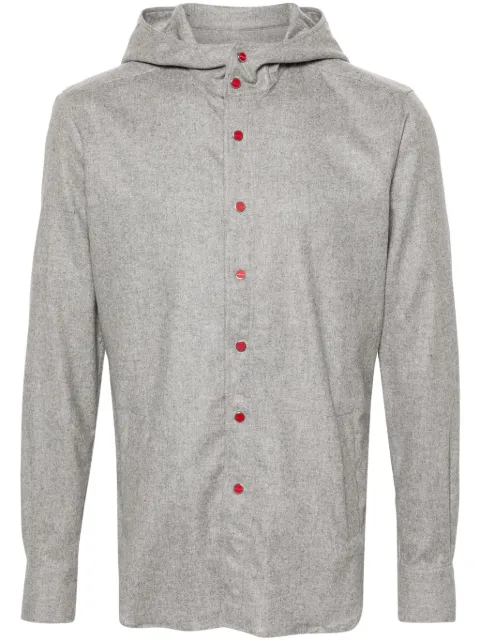 Kiton Mariano flannel hooded shirt Grey UMCMARK0154E01000