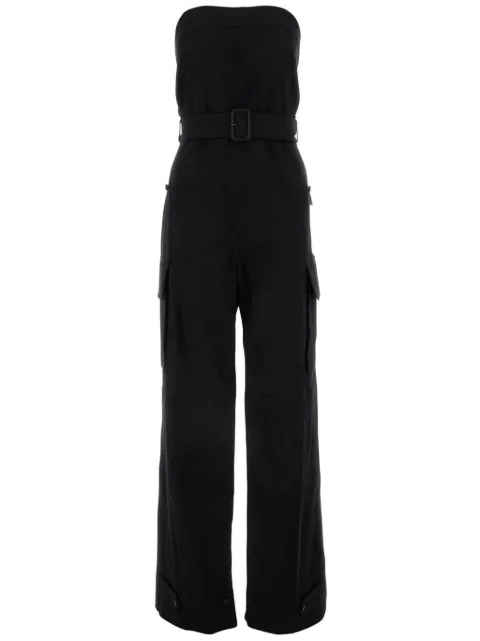 Saint Laurent strapless belted cotton jumpsuit Black 789862Y1A62