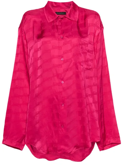 Balenciaga jacquard-logo satin shirt Pink 681631TMO68
