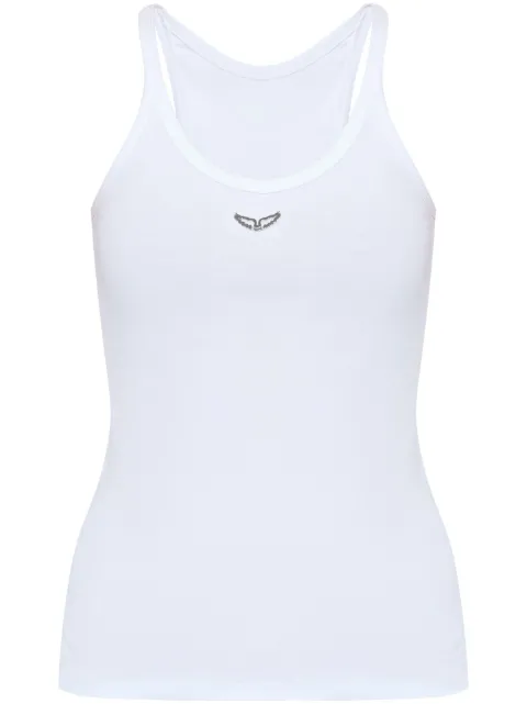 Zadig&Voltaire Alba logo-plaque cotton tank top White JWTT00243