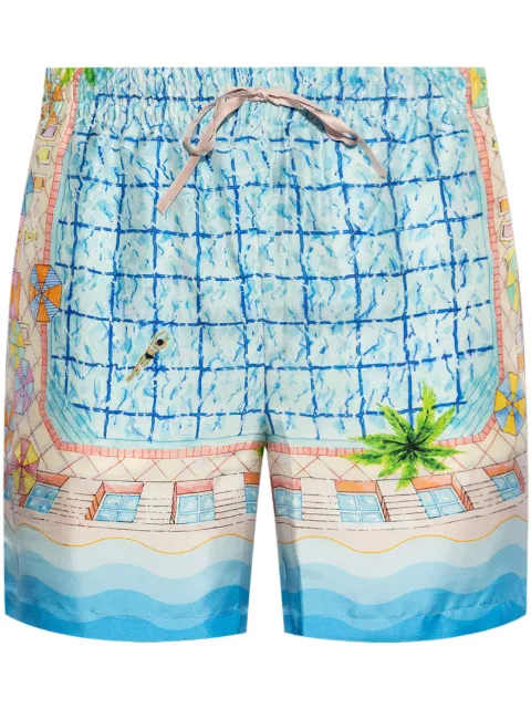 Casablanca Le Plongeon silk shorts Blue MPF24TR012