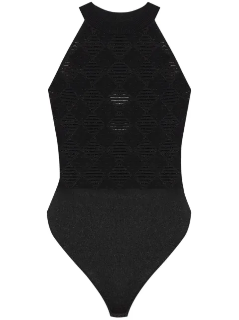 Balmain geometric-jacquard high-neck bodysuit Black DF1BA142KG69