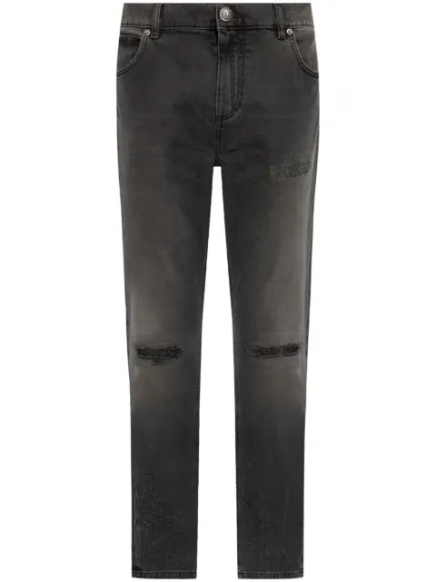 Balmain distressed finish slim-cut jeans Black DH1MI043DE68