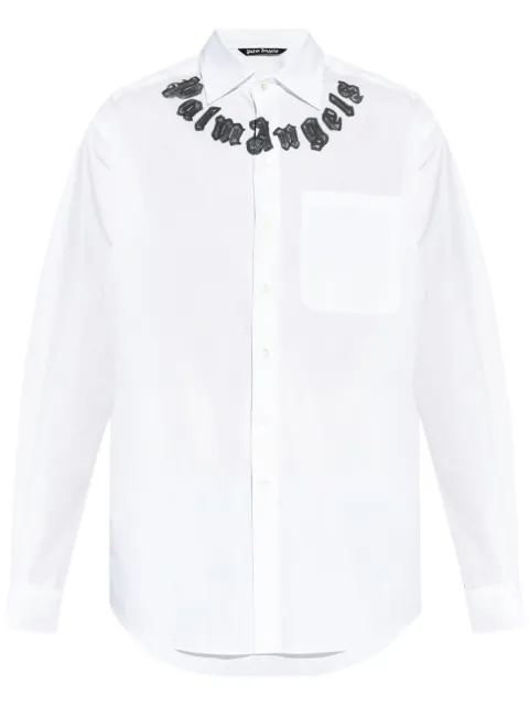 Palm Angels logo-print cotton shirt White PMGE024F24FAB0020110