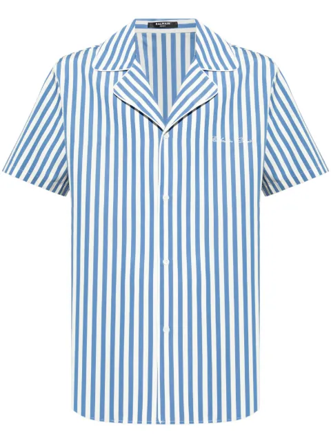 Balmain striped cotton shirt Blue DH1HN065CF16