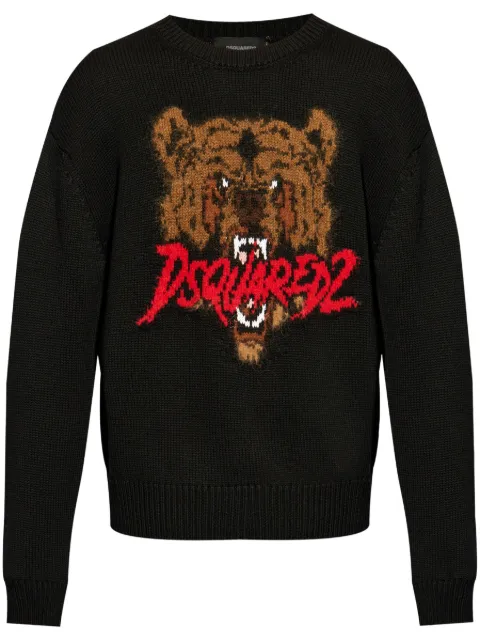 DSQUARED2 intarsia knit-logo wool-blend jumper Black S74HA1495D13053