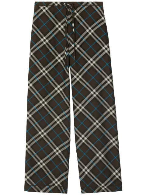 Burberry check-pattern silk trousers Brown 8095165