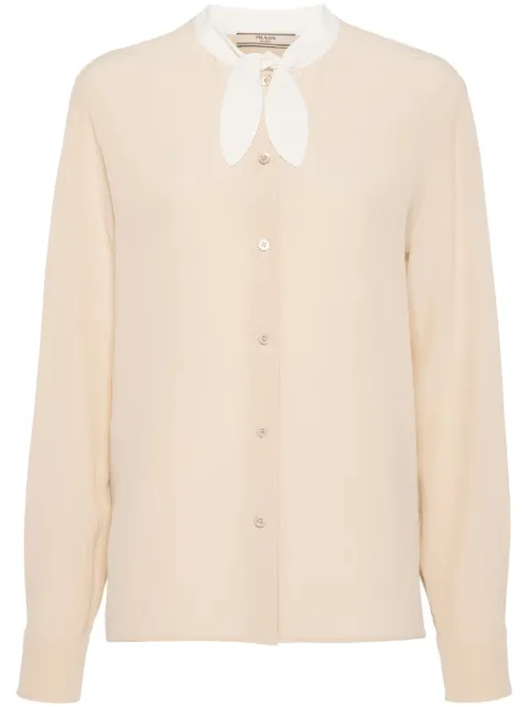 Prada triangle-logo crepe shirt Neutrals P442H15G3SOOO