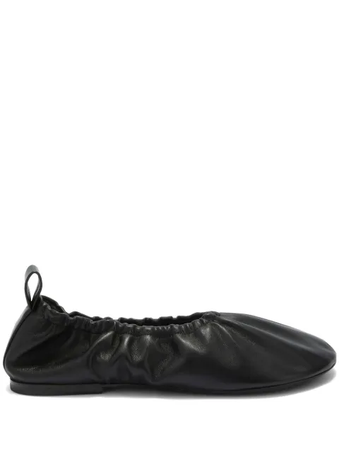 Jil Sander gathered-detail leather ballerina shoes Black J16WZ0016P5810