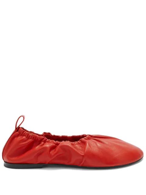 Jil Sander gathered-detail leather ballerina shoes Red J16WZ0016P5810