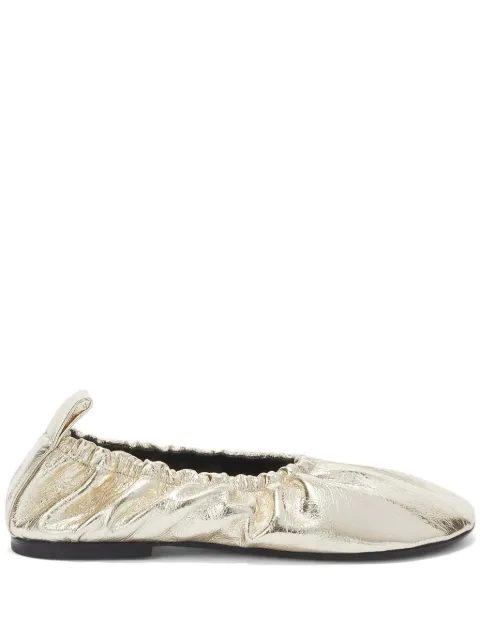 Jil Sander gathered-detail leather ballerina shoes Yellow J16WZ0016P3218