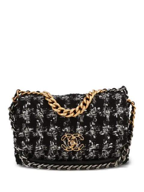 CHANEL Pre-Owned 19 flap tweed two-way shoulde rbag Silver 408112
