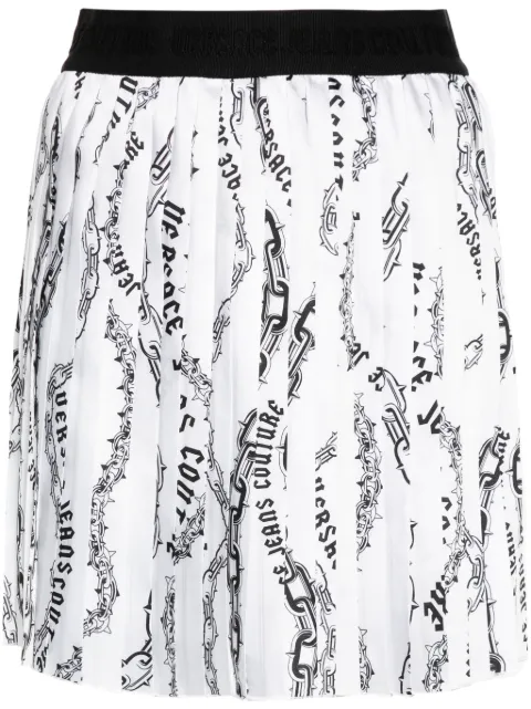 Versace Jeans Couture Chain Couture-print pleated skirt White 77HAE820NS525
