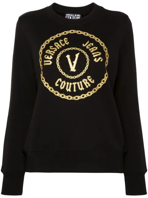 Versace Jeans Couture logo-print cotton sweatshirt Black 77HAIT02CF01T