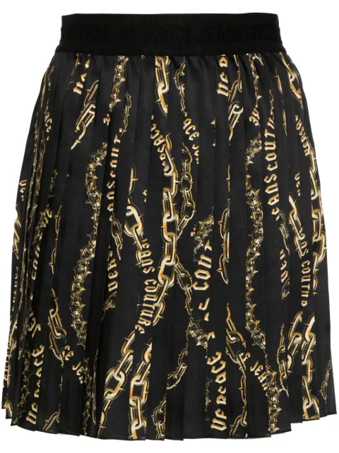 Versace Jeans Couture Chain Couture-print pleated skirt Black 77HAE820NS525