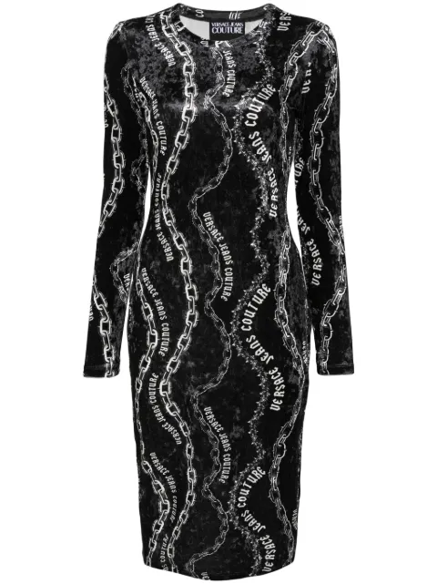 Versace Jeans Couture Chain Couture-print midi dress Black 77HAO9B0JS367