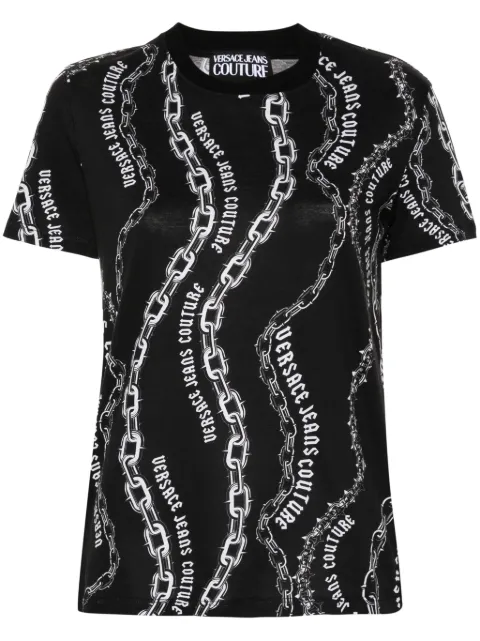 Versace Jeans Couture Chain Couture-print T-shirt Black 77HAH613JS365