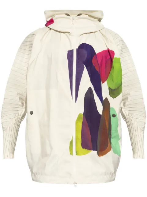 Homme Plissé Issey Miyake graphic print hooded jacket Neutrals HP46FC265