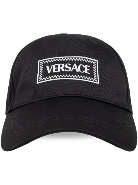 Versace logo-embroidered cotton cap Black 10107461A11316
