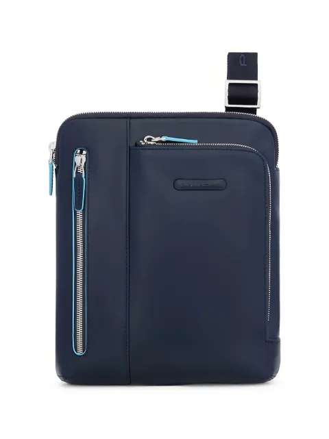 PIQUADRO logo-plaque zip-fastening messenger bag Blue CA1816B2
