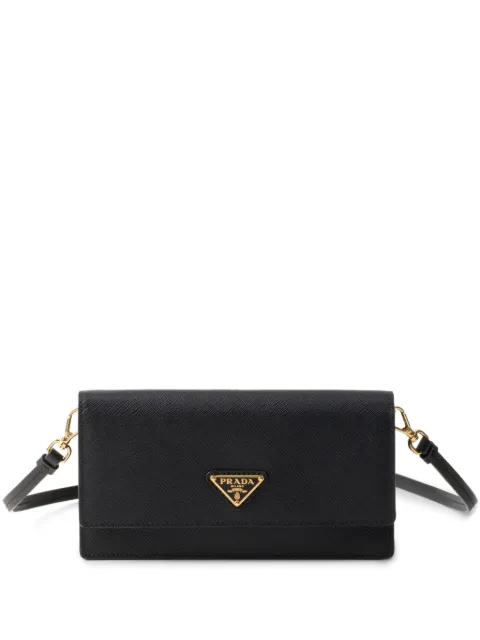 Prada triangle-logo leather mini bag Black 1NF0592DB3