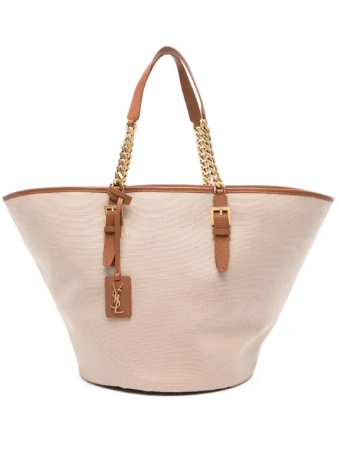 Saint Laurent Cassandre-tag canvas tote bag Neutrals 773704FAC7T